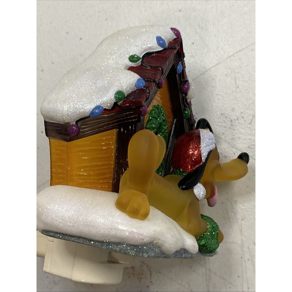 Pair Of Vtg Disney Pluto & Mickey Mouse Plug In‎ Nightlight Christmas Glitter - Picture 6 of 13